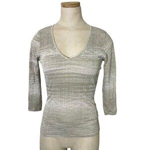 Closet Closing Sale! Weekend MaxMara women's shirt S gold metallic shiny v neck